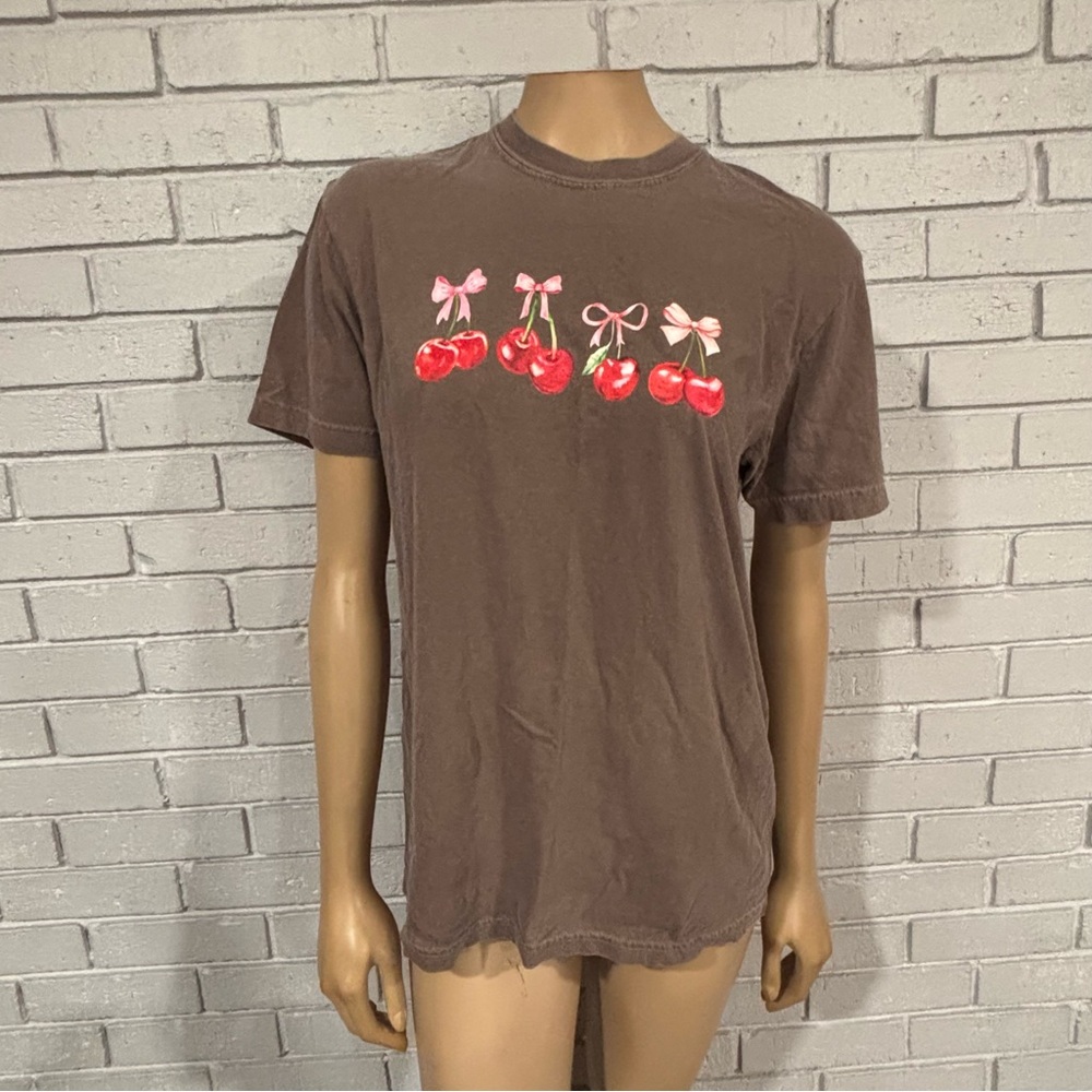 Comfort Colors Brown Tee‎ with Pink Accents